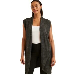 Lucky Brand Open Front Vest Gray Heathered Longline Cardigan Wrap Size XS/S NWT